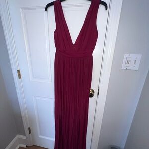 Windsor Deep V Maxi Dress in Burgundy